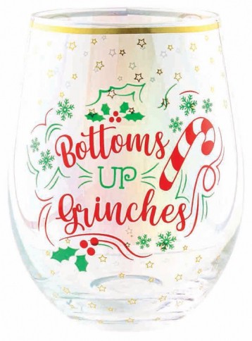 BOTTOMS UP GRINCHES STEMLESS GLASS
