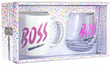 BOSS 360ML MUG & STEMLESS GLASS 600ML GIFT SET