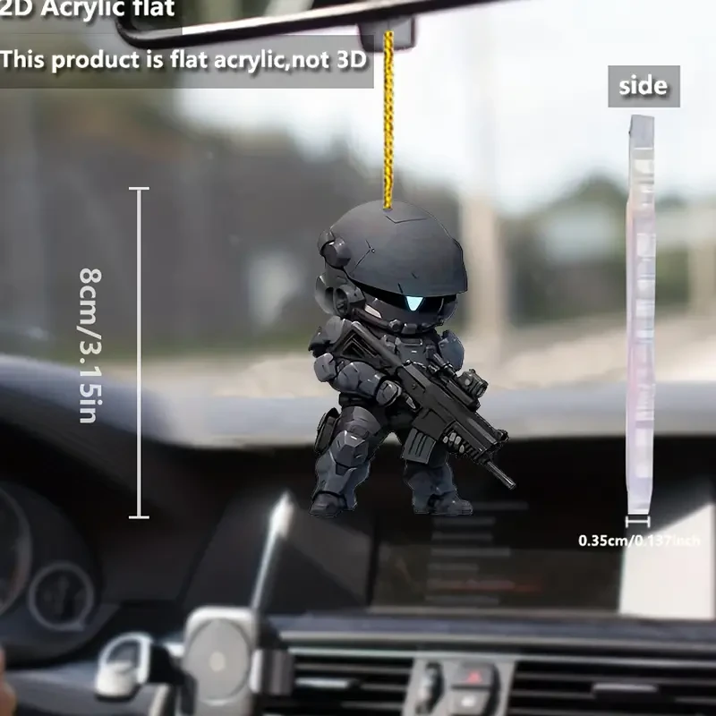 6pcs Cartoon Special Forces Acrylic Keychain Set - 2D Military Charms for Cars, Phones, & Bags