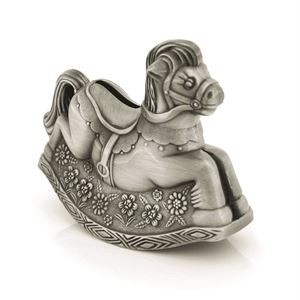 PEWTER PLATE ROCKING HORSE MONEY BANK 10CM