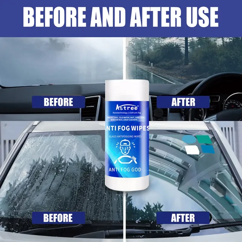 HD Anti-Fog Windshield Wipes - Instant Fog Removal, Streak-Free Cleaner