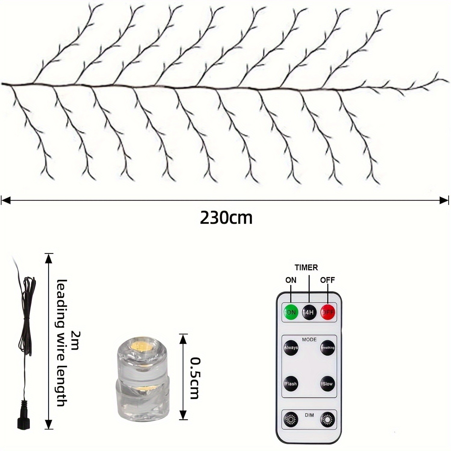 Set Of 144 LED Bendable Willow Vine Lights  USB Powered with Remote Control, 8 Modes, Indoor and Outdoor Decorative Lights