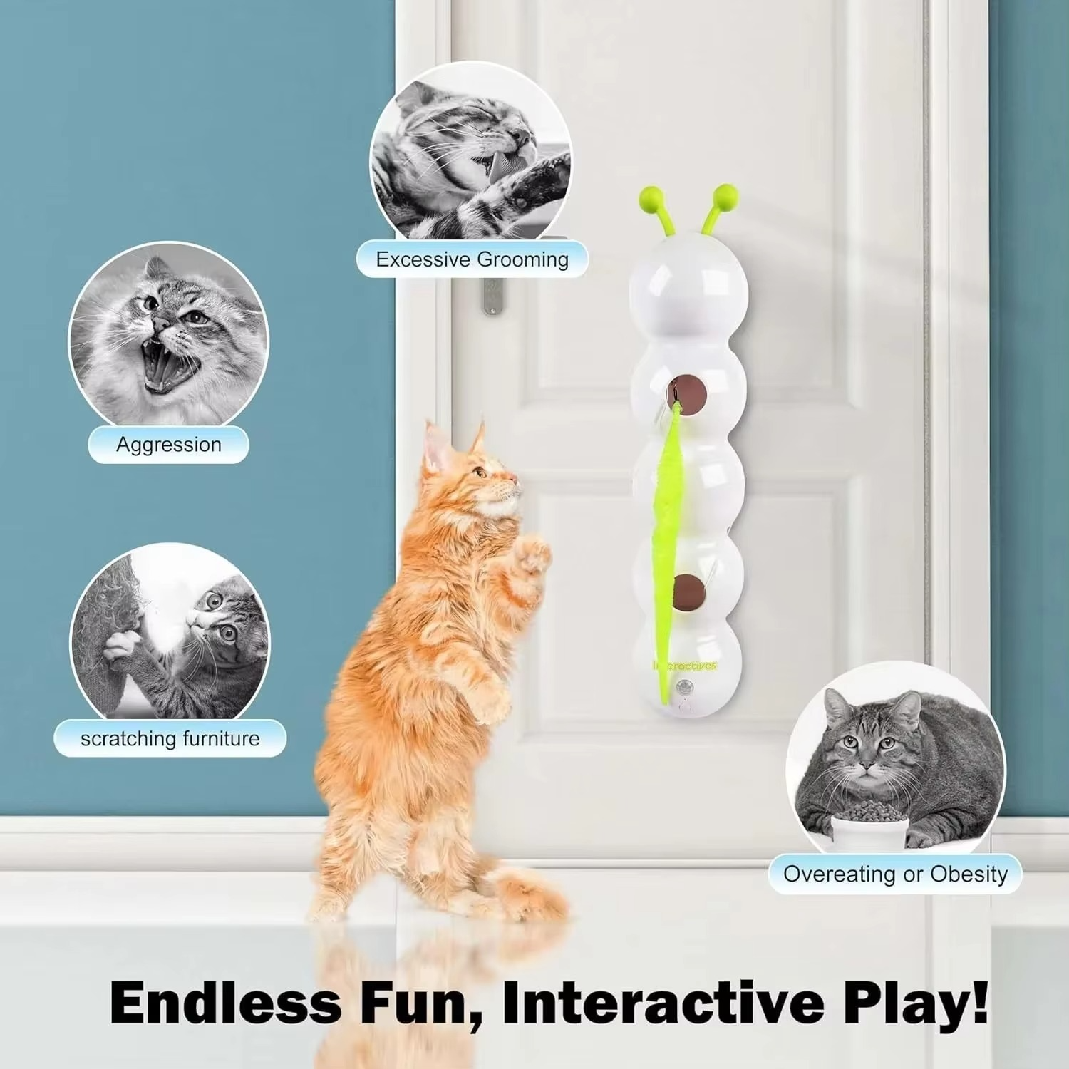 Whirlie Smart Motion Cat Toy with Worm Design
