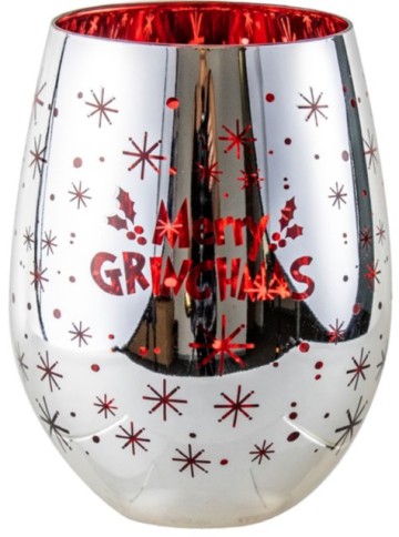 **MERRY GRINCHMAS ELECTRO PLATED STEMLESS GLASS
