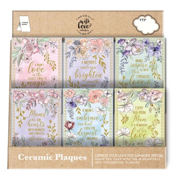 MUM INSPO PLAQUE DISPLAY OF 36 (6 X DESIGNS, 6 OF EACH)