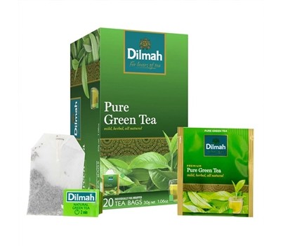 TEA BAGS NATURAL GREEN ENV 20s (DILMAH 80371012)