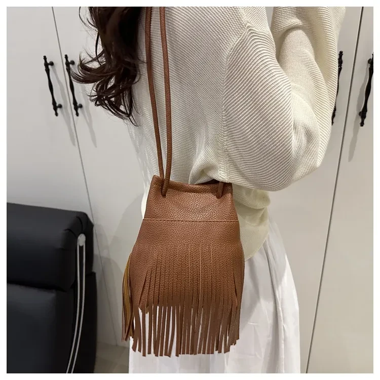 Soft Leather Women's Tassel Small Satchel