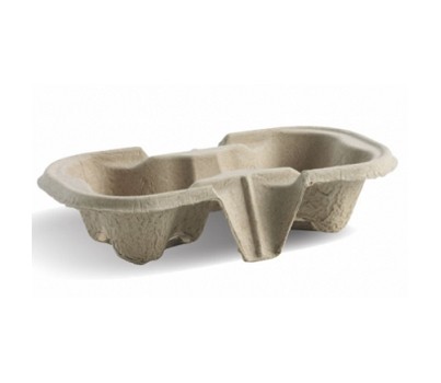 TRAYS 2 CUP HOLDER BIO 50s/SLV (BIOPAK B-CC-802 )