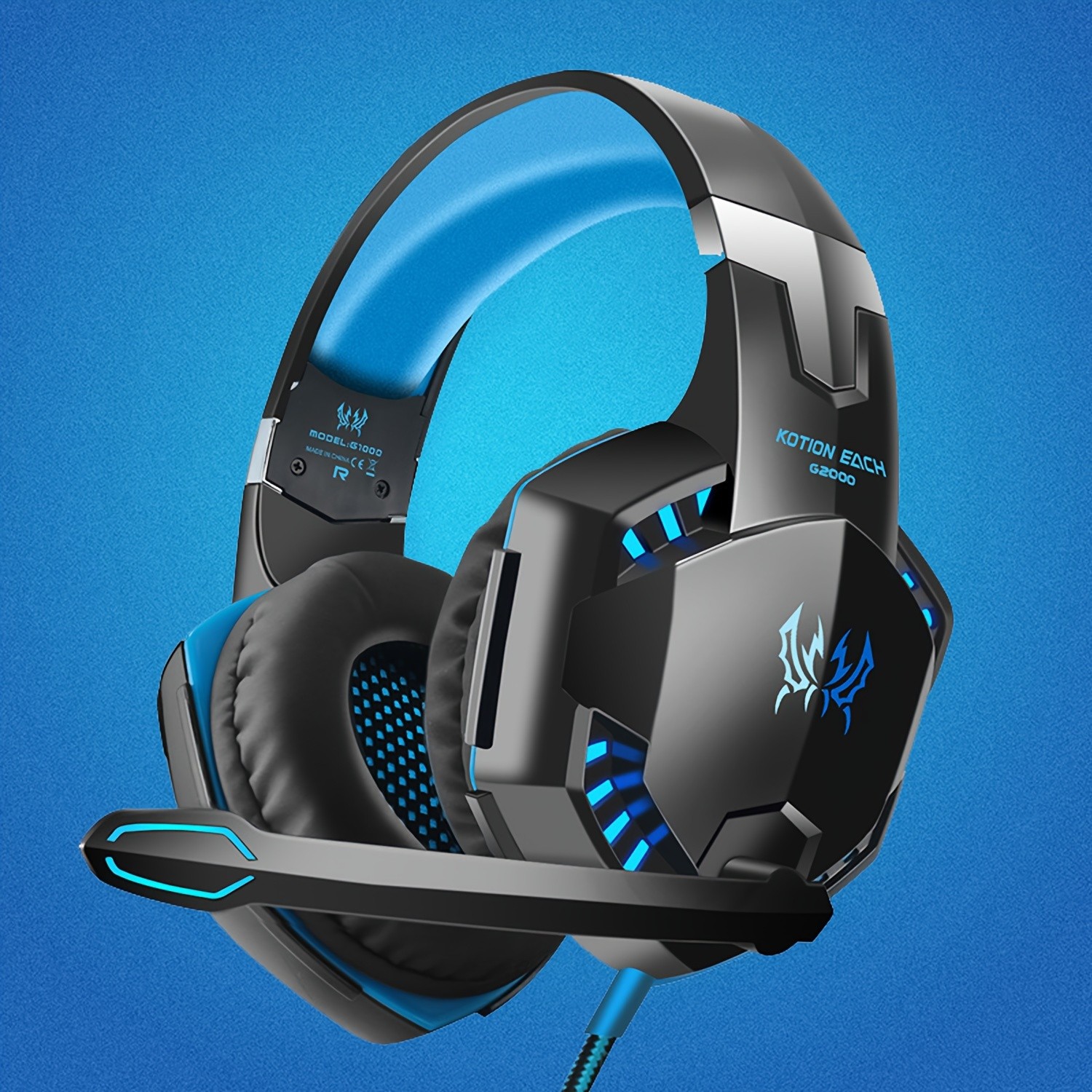 G2000 Gaming Headset  Immersive Audio, Noise Cancelling Mic, LED Lights, Soft Memory Earmuffs