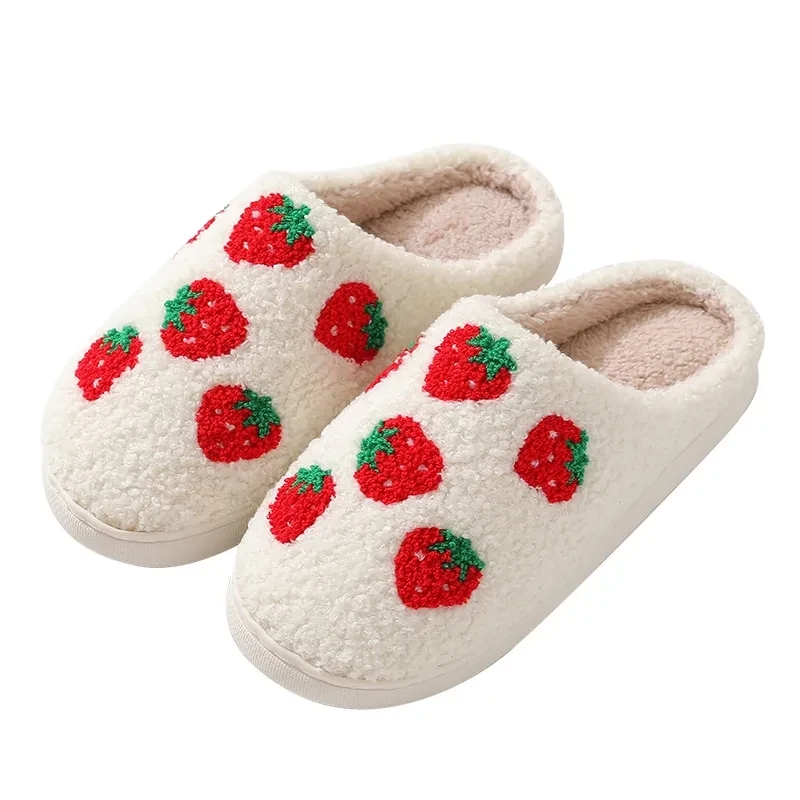 Comfortable Home Cute Cartoon Strawberry Winter Cotton Slippers