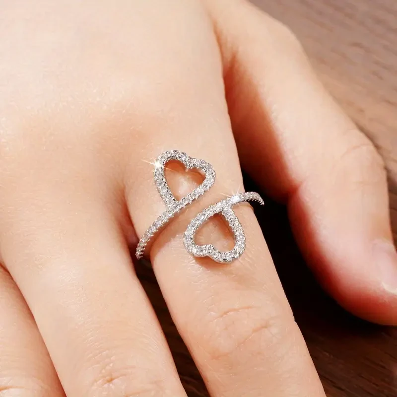 Womens Adjustable Open Heart Ring  Personalized Infinity Love Jewelry with 3A Zirconia | Romantic Gift for Anniversaries & Special Occasions in New Zealand