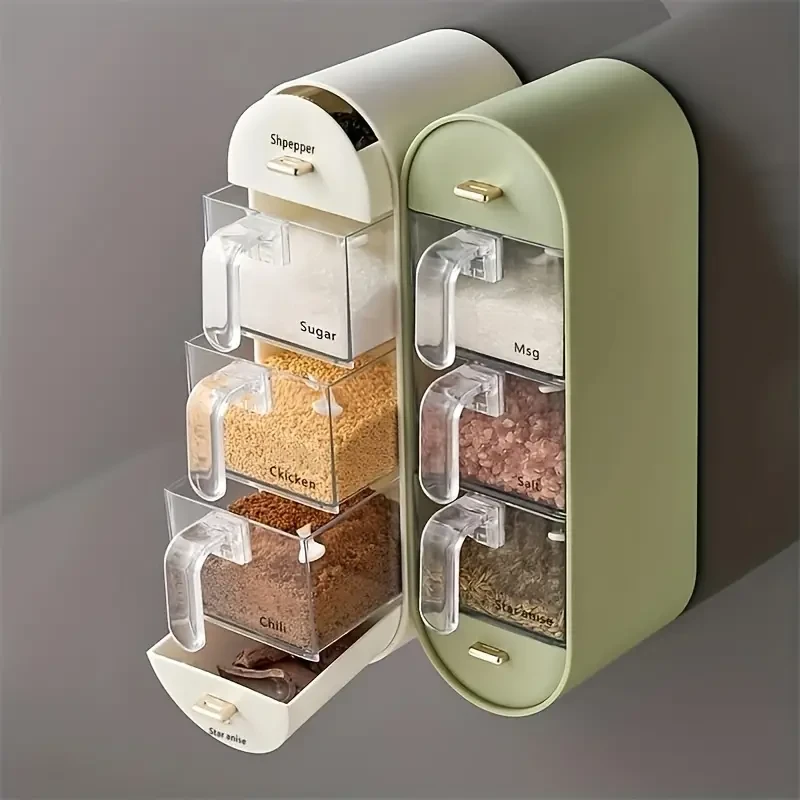 Wall Mounted Seasoning Box - 5-Compartment Spice Organizer for a Tidy Kitchen