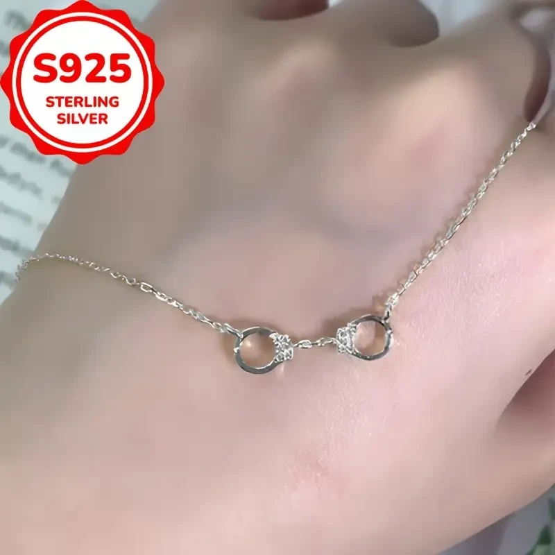 S925 Pure Silvery Korean Style Sweet Lock Necklace  Minimalist Retro Clavicle Chain | Trendy Fashion Jewelry for Women