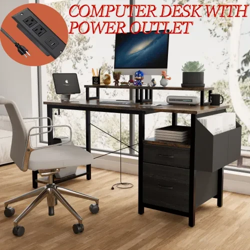 Small Office Desk with Shelves