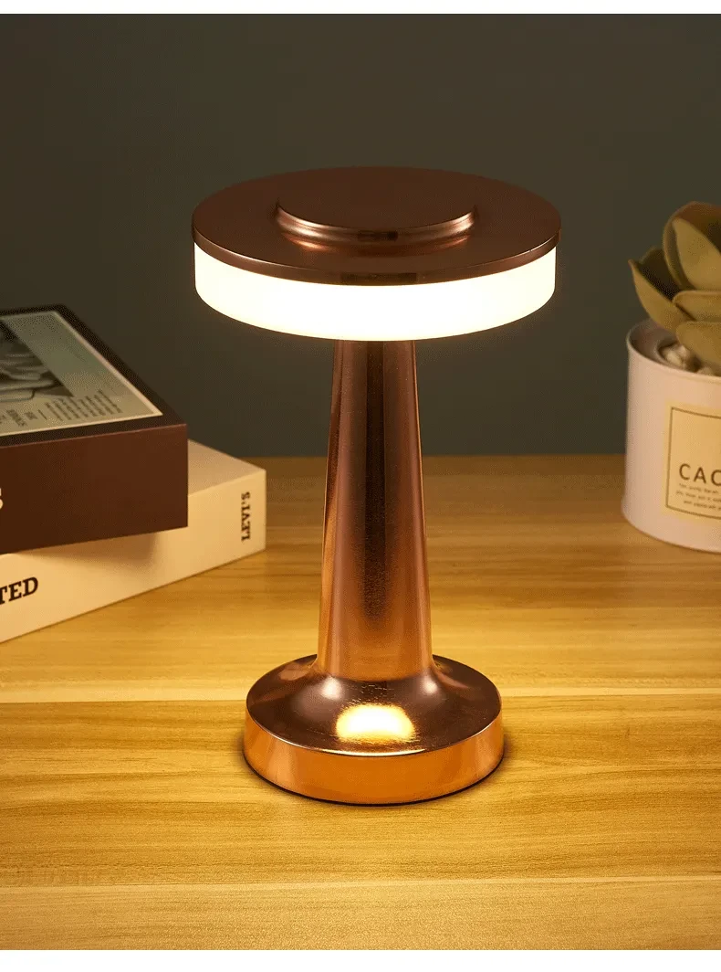 Touch Led Charging Table Lamp Creative Lamp Mushroom Lamp Cordless Rechargeable Touch Sensor Metal Aluminum Wireless Table Lamps