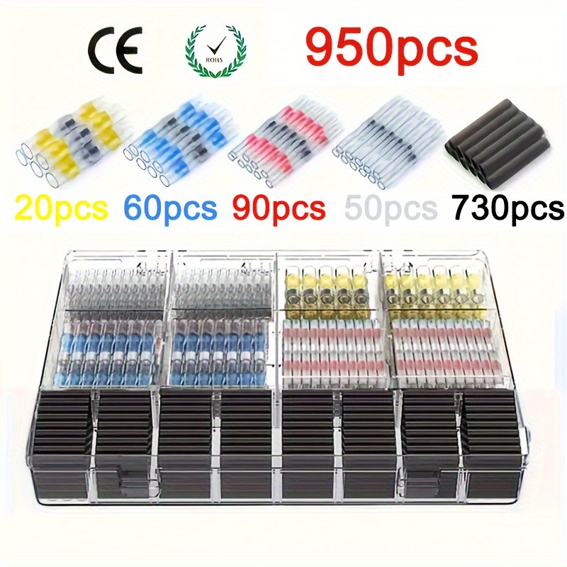 950pcs Heat Shrink Solder Butt Connectors, Ultimate Solder Connector Kit