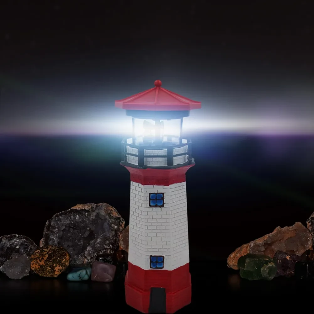 Lighthouse Shape Solar LED Light Garden Fence Yard Outdoor Decoration