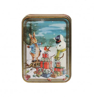 PETER RABBIT XMAS SMALL RECTANGLE TIN MIN 12