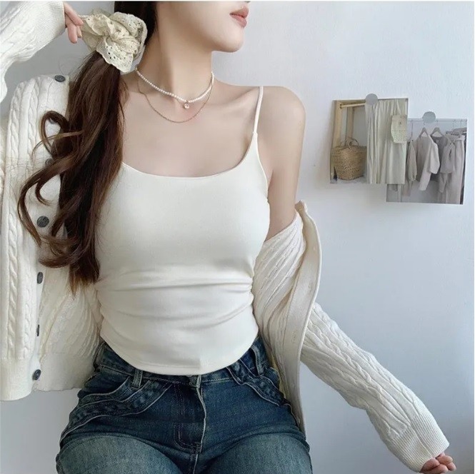 Pure Desire Style Pleated Suspender Vest For Women Outer Wear Inner Wear