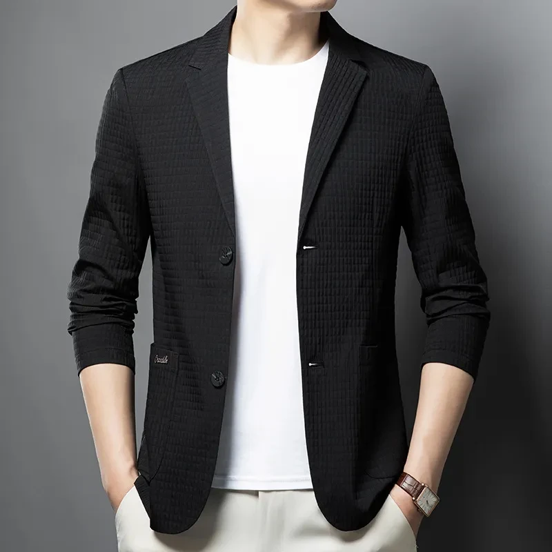 Young And Middle-aged Seamless Lightweight Breathable Casual Suit Top Black