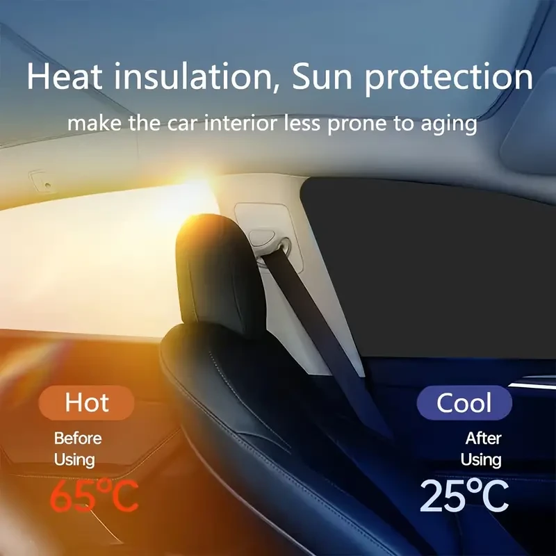 4-Piece Magnetic Car Side Window Sun Shades - Adjustable Roll-Up, UV Protection & Privacy