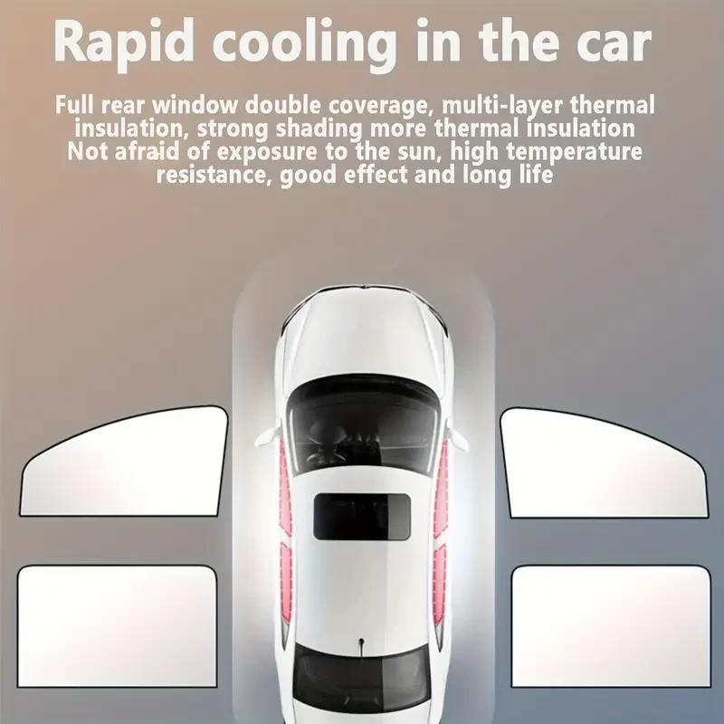 4-Piece Magnetic Car Side Window Sun Shades - Adjustable Roll-Up, UV Protection & Privacy