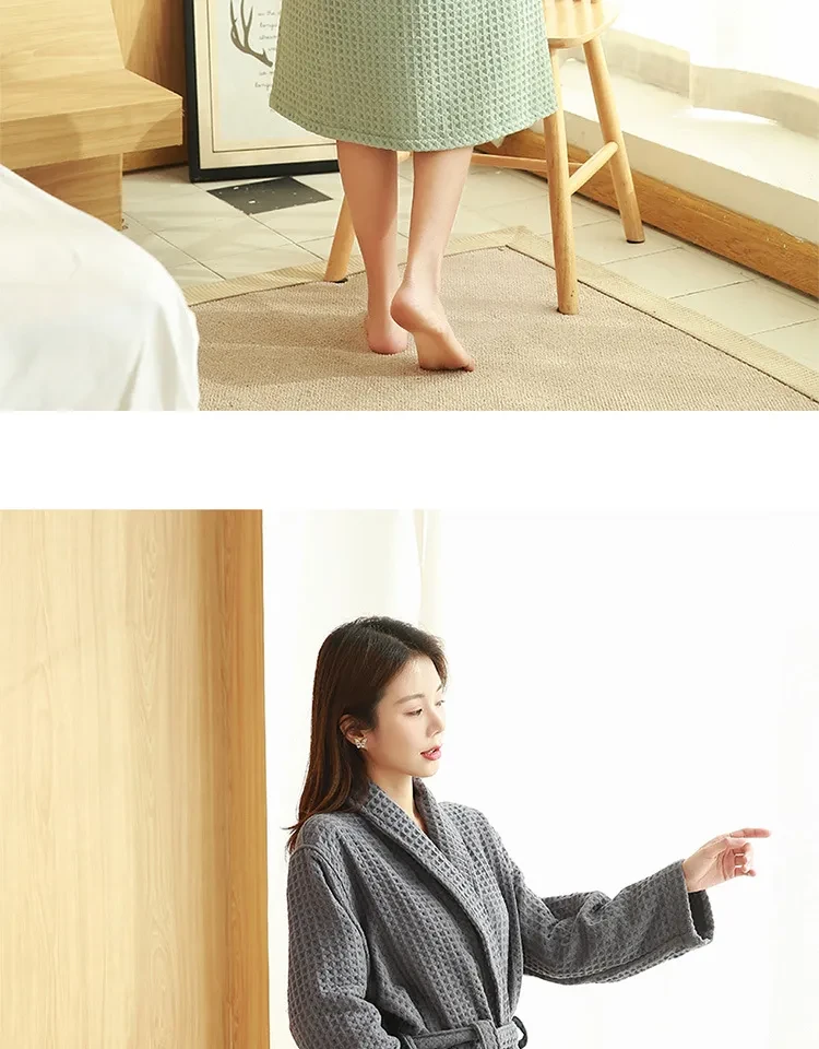 Cotton Double Waffle Unisex Thickened Long Robe