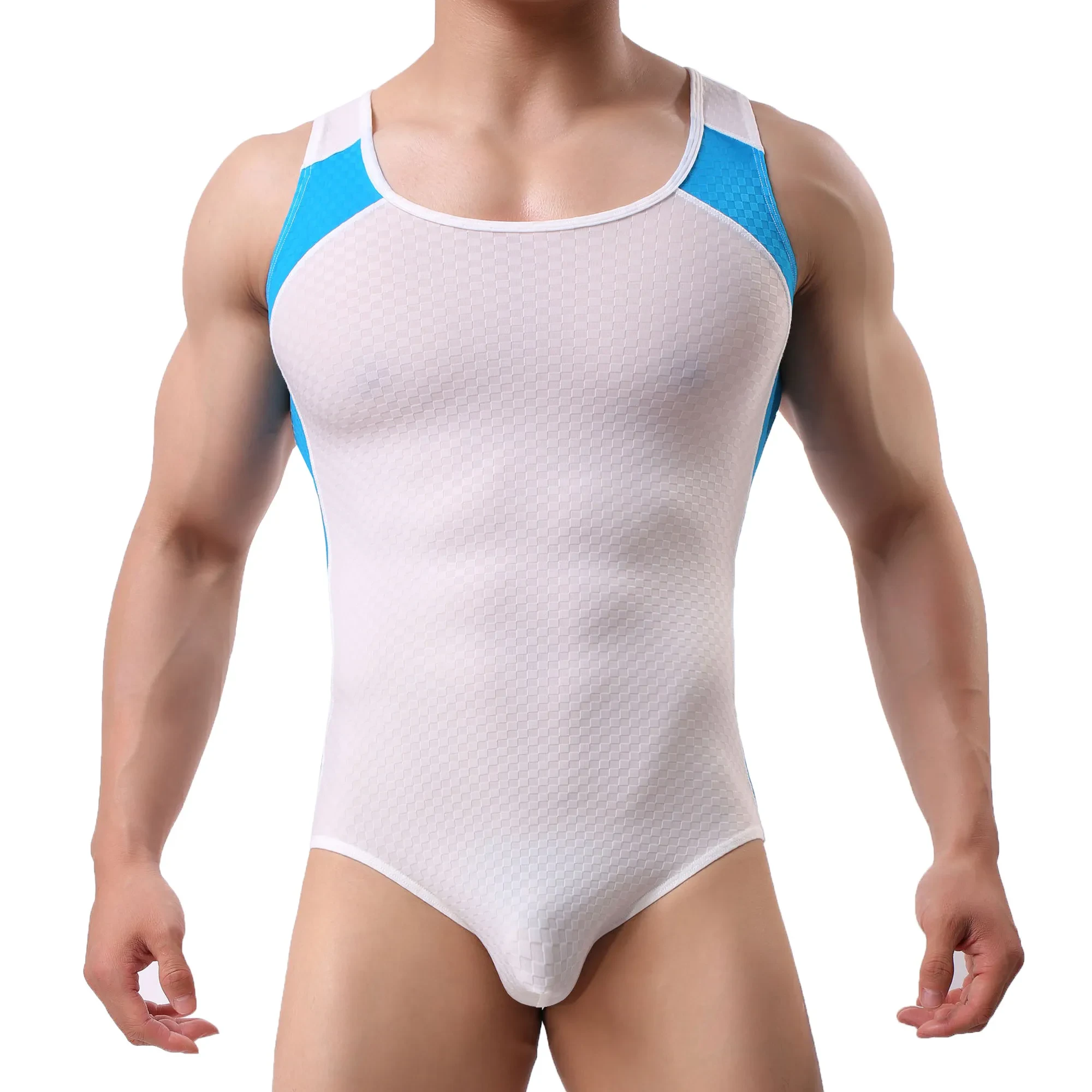 Men's Body Sculpting Nylon Sports Vest One Piece Underwear Bodysuit
