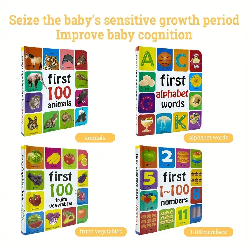 Set Of 4 English Children's Learning Encyclopedia Board Books