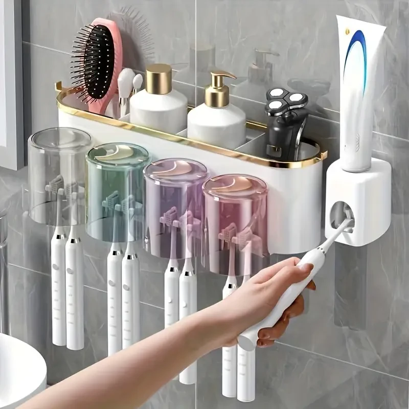 Wall-Mounted Toothbrush Holder with Gargle Cup