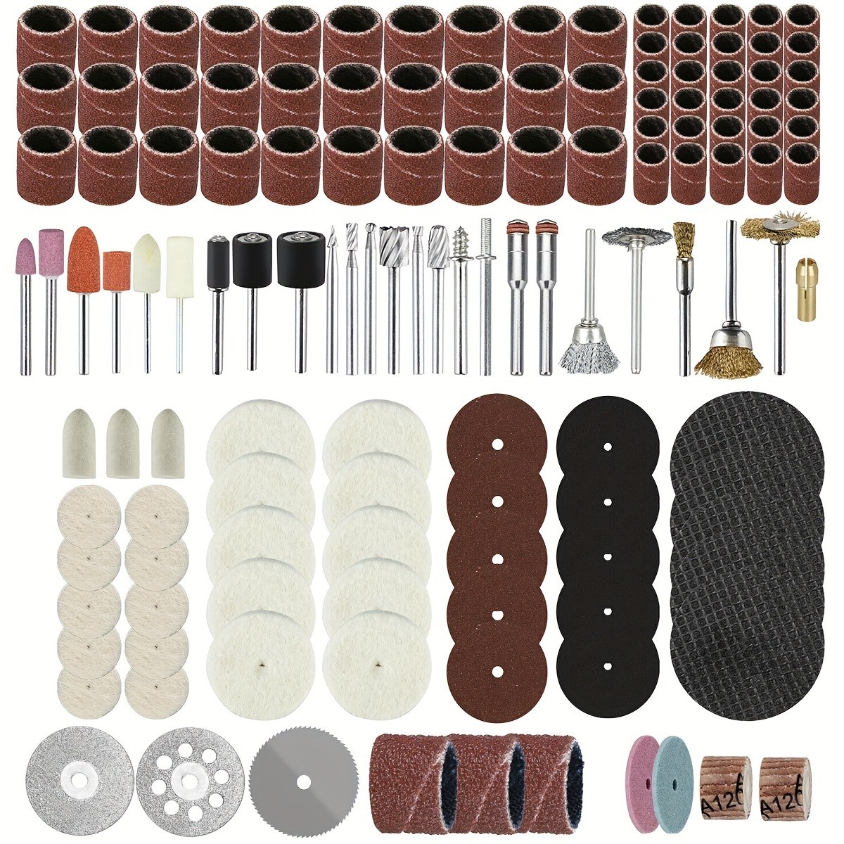 217Pcs Rotary Tool Accessories Kit  Comprehensive Set with Grinding Heads, Wool Wheels, Cutting Discs, and More for Versatile Cutting, Grinding, Carving, and Polishing