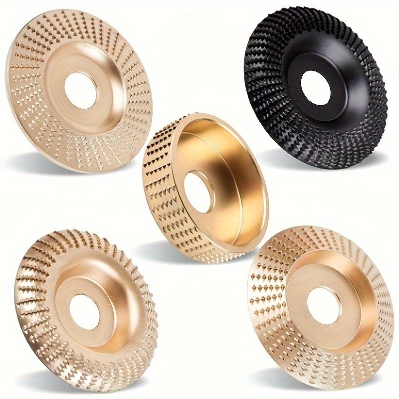 3pcs Wood Carving Disc Set  4-1/2 Inch Attachments with 5/8 Inch Arbor  Grinding Wheel for Grinding and Shaping  Golden