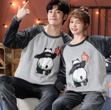 Thick Warm Men Flannel Winter Home Service Suit