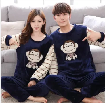 Thick Warm Men Flannel Winter Home Service Suit