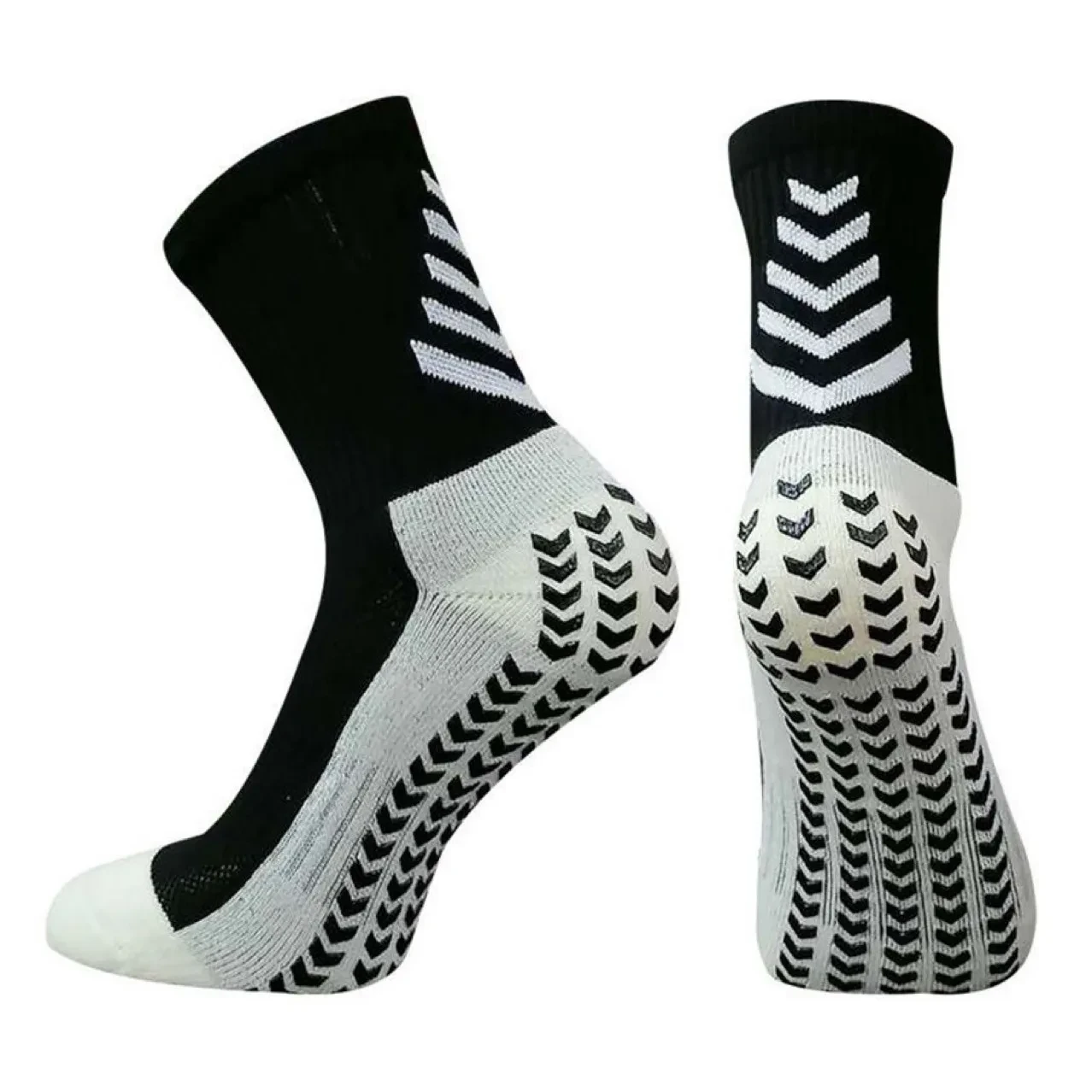 Men's Mid-calf Athletic Socks Socks For Running Non-slip Silicone Thickened Arrow Black