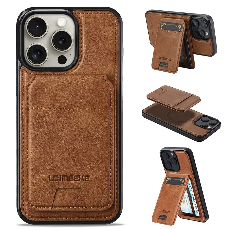2in 1 Detachable Magnetic Faux Leather Wallet Case for iPhone 16 15 14 13 12 11 Pro Max