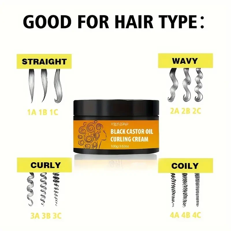 Black Castor Oil Curling Cream with Avocado, Coconut, Rosemary