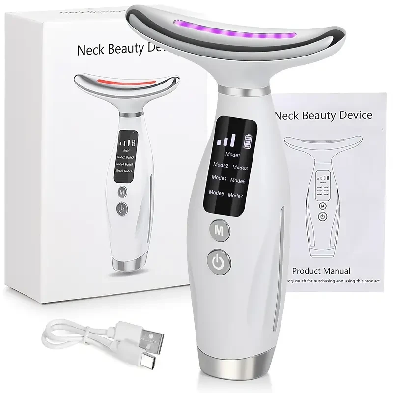Rechargeable Facial & Neck Skincare Beauty Device with Vibrating Heating Massage