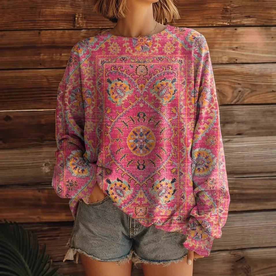 Long Sleeve Round Neck Loose Retro Style Sweater