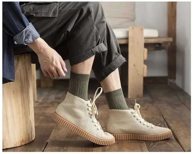 Fall Winter Men Summer Thin Socks Army Green