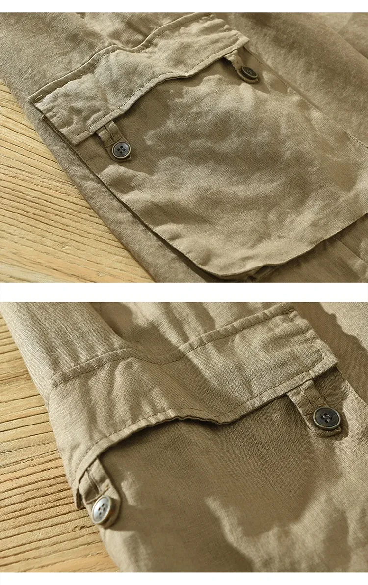 Men's Thin Trendy Loose Color Matching Linen Pants