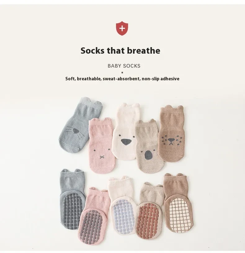 Baby Floor Socks Spring And Autumn New Non-slip Floor Socks Cotton Socks Tube Blue Cat