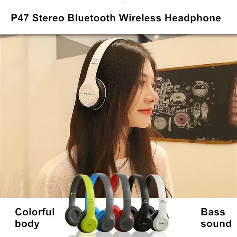Wireless Headset Foldable Stereo Bass Bluetooth Headphones Kid Girl Helmet Gift,with Mic USB Bluetooth 5.0 Adaptor For TV Gaming