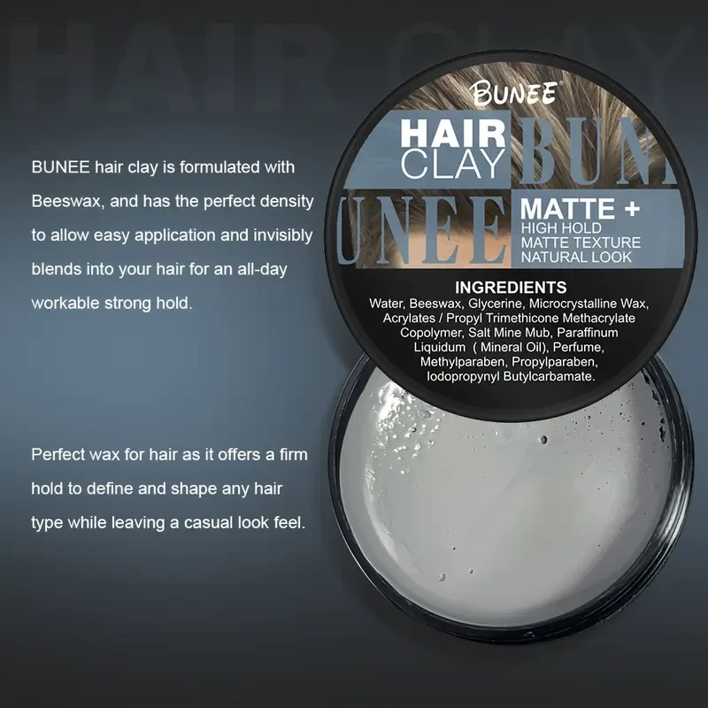 Matte Hair Clay, Strong Hold Hair Styling Wax Gel, Long Lasting And Fluffy