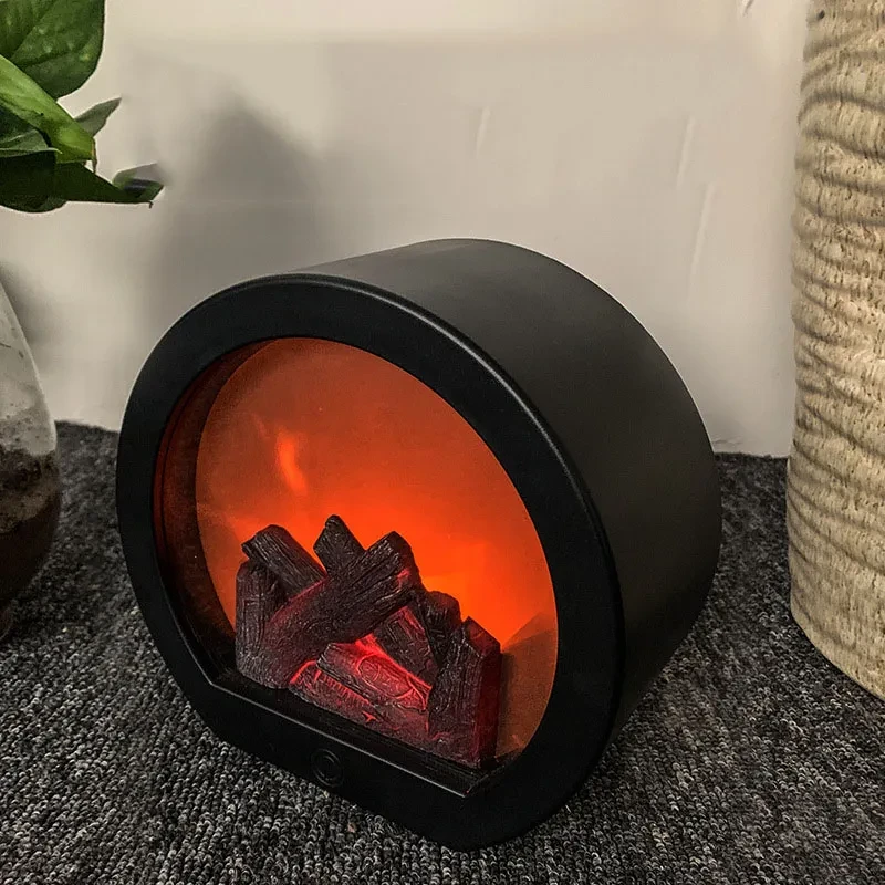 Simulation Fireplace Firewood Lanterns Lamp Desktop Ornaments Dynamic Vision 3D Flame Touch Home Decoration Light