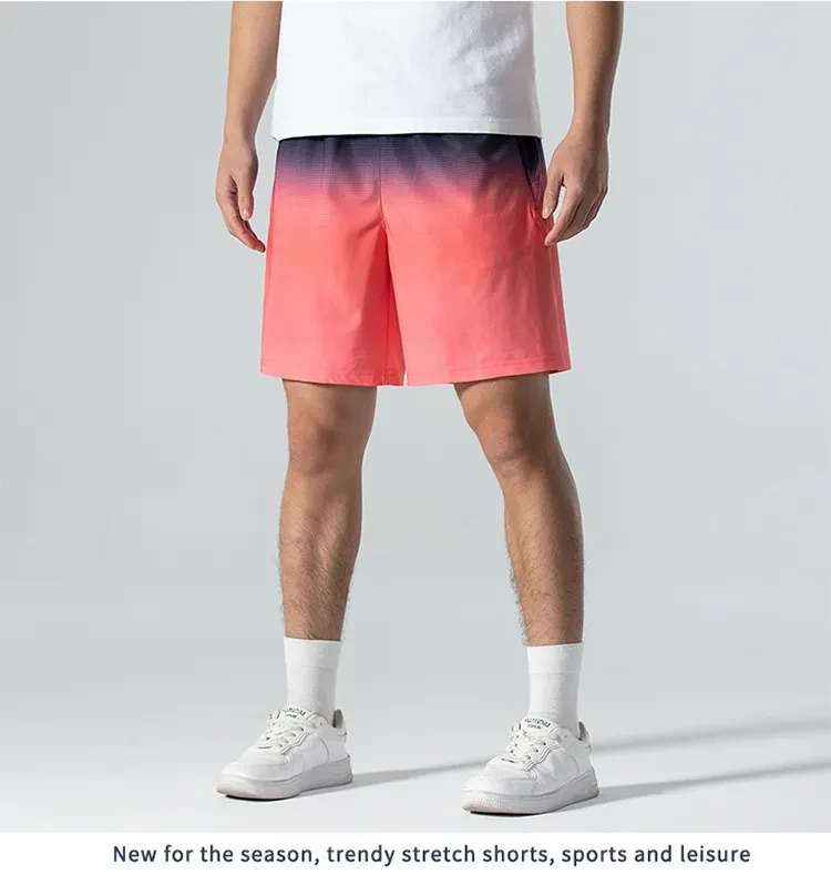 Summer Thin Ice Silk Shorts Men's Gradient Sports Beach Pants