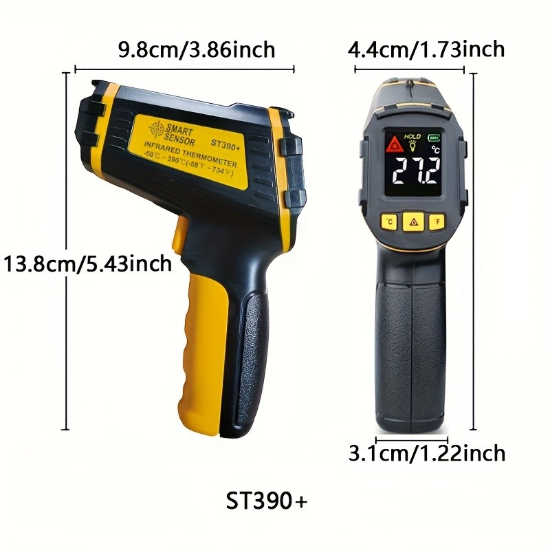 Non-Contact Digital Infrared Thermometer with Laser Temperature Meter, Hygrometer, and Color LCD Display - Accurate and Fast Temperature Readings with Light Alarm