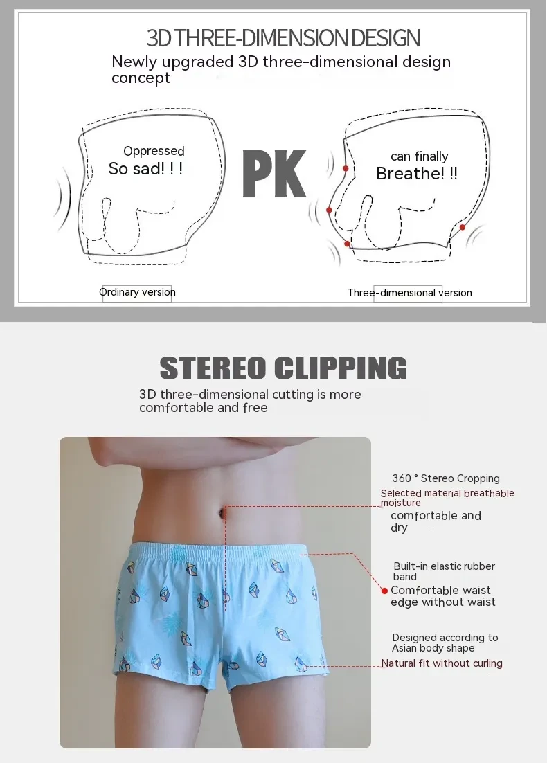 Men's Underwear Cotton Printed Boxers Loose Comfortable Personality Boxers