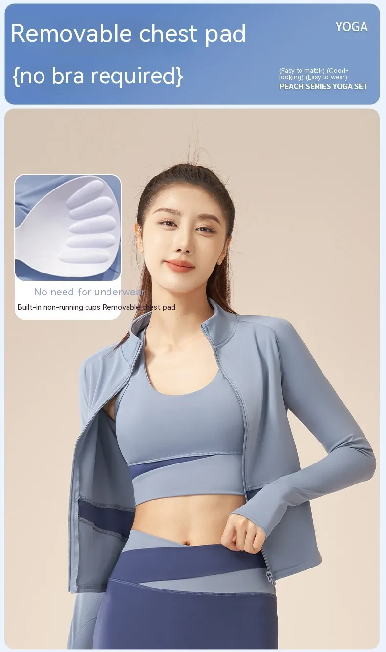 Women's Jacket Trousers Bra Yoga Workout Clothes