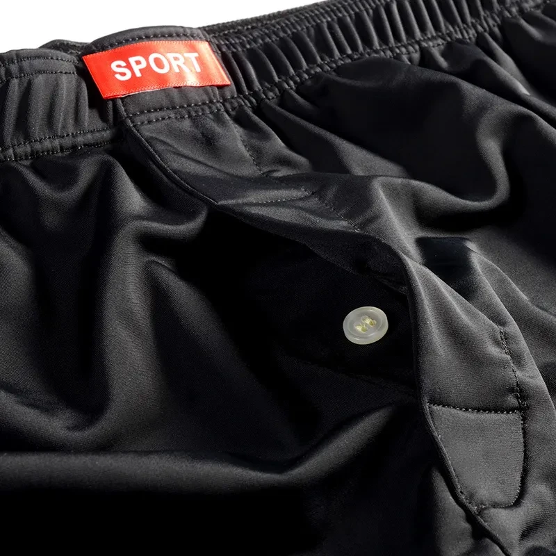Loose Men's Underwear Breathable Fabric Silky Boxers Black
